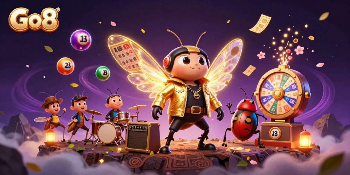 Experience great wins at Go8 with lively characters like cicadas and colorful lottery elements.