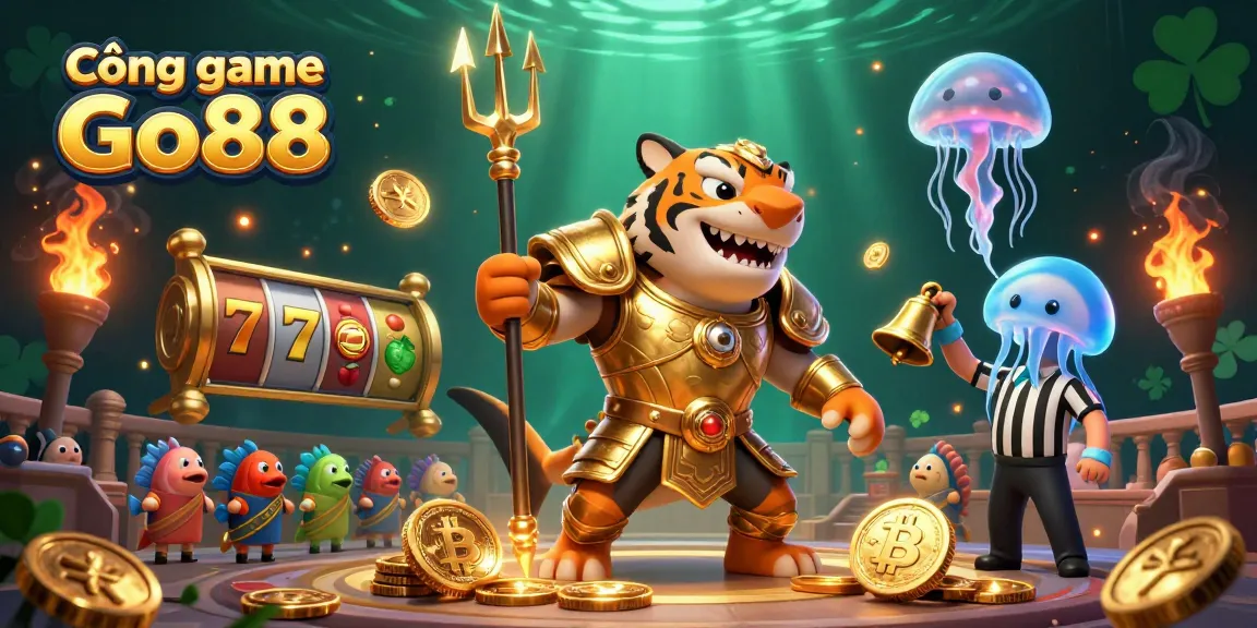 Cổng game Go88 showcases players winning in a vibrant underwater casino setting, highlighting jackpot reels and crypto elements.