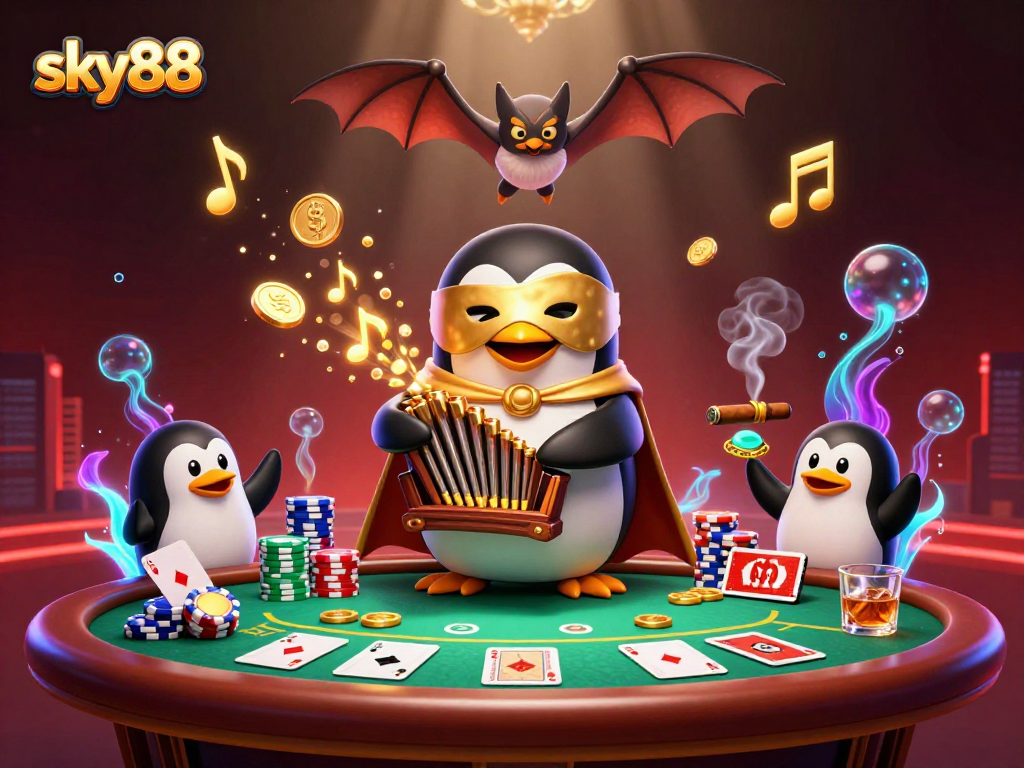 Experience thrilling gameplay at sky88 with vibrant 3D graphics and animated casino elements.