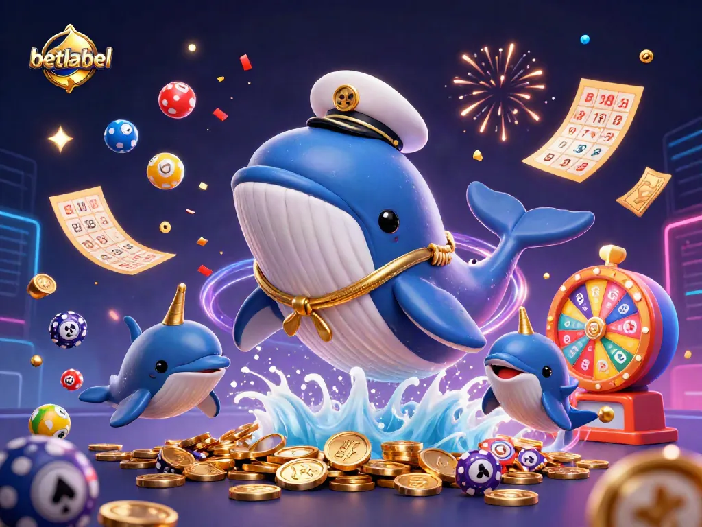 Experience exciting gaming action at betlabel with a dynamic 3D casino illustration featuring playful marine characters.