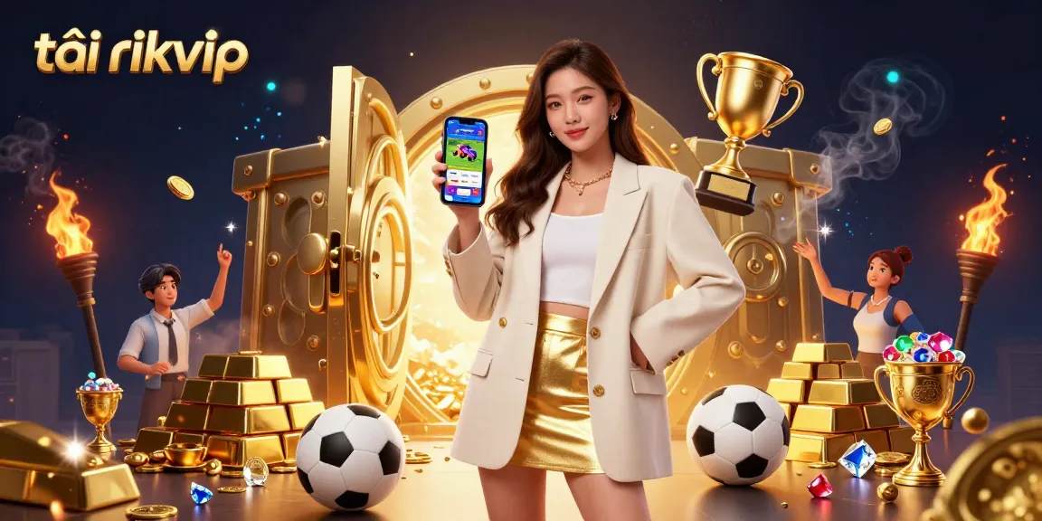Experience the excitement of tải rikvip with engaging sports betting visuals and golden treasures.