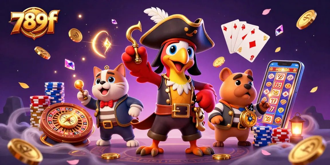 Win big with 789f at the vibrant casino adventure featuring a pirate captain and treasure.